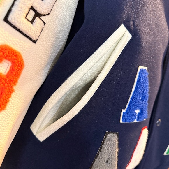 Supreme Praises Varsity Navy Blue Padded Jacket - Picture 6 of 12